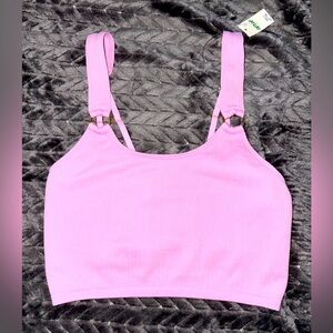 Aerie Pink Ribbed adjustable straps crop top